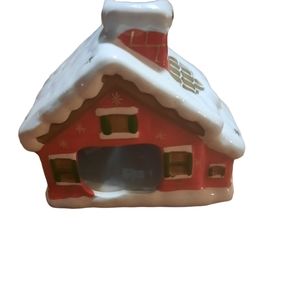 Tealight Holder Christmas House Candleholder Decor Boxed Tealight Red Small